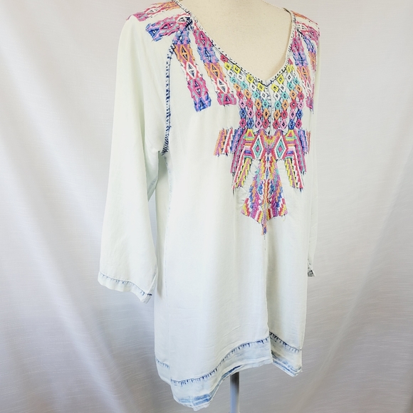 Soft Surroundings Mixteca Embroider Tunic Large - Picture 6 of 13